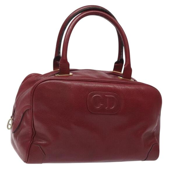 DIOR Hand Bag Leather Red Gold - Picture 1 of 12